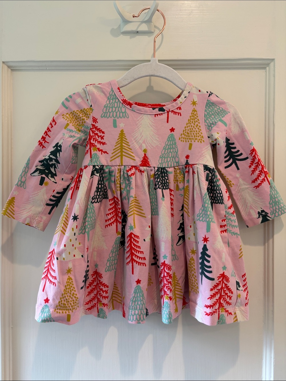 Hanna Andersson Knit Pink Christmas Tree Dress 6-12 months